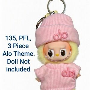 135, "Pin for Love" Pink Alo Theme 3 Piece Outfit for Labubu doll (No doll)